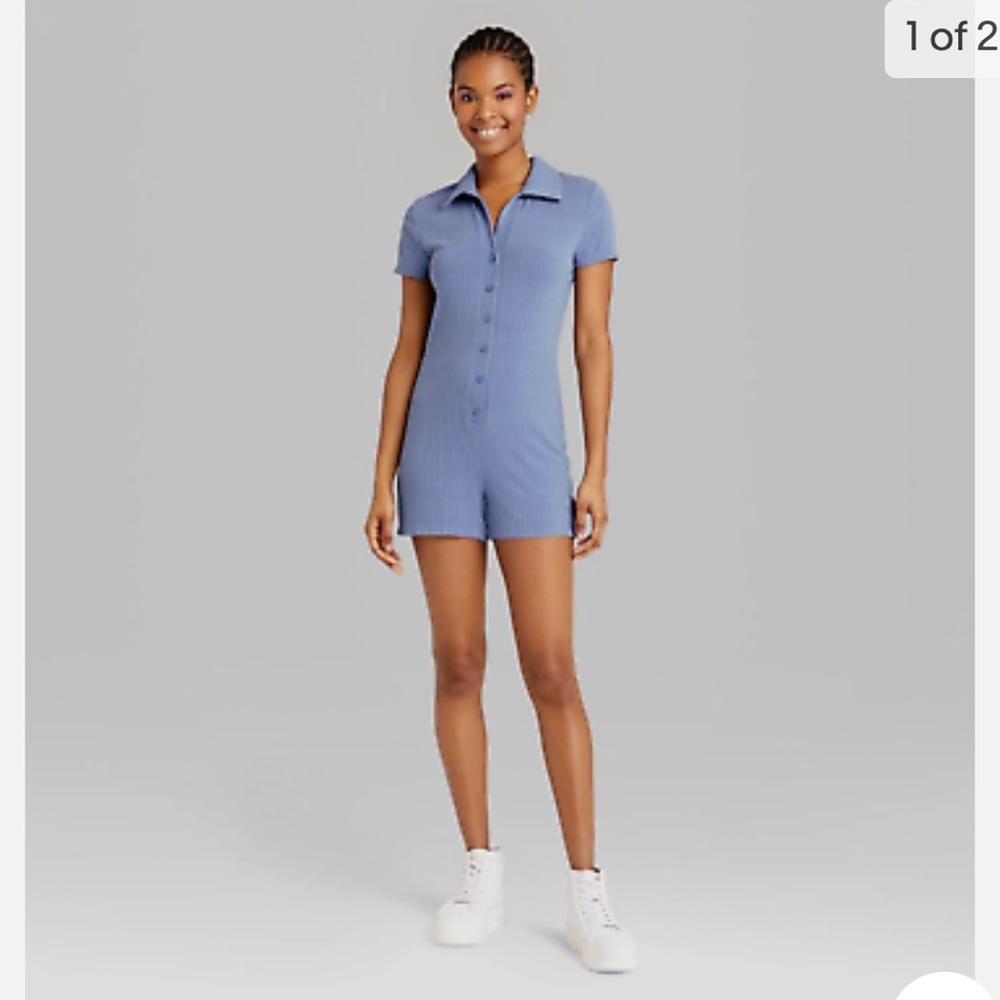 Women’s Short Sleeve Button Front Romper